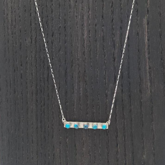 Turquoise Bar Necklace | Genuine Kingman Turquoise | Boho Western Style Necklace | Multiple Colors | 18 Inches Long