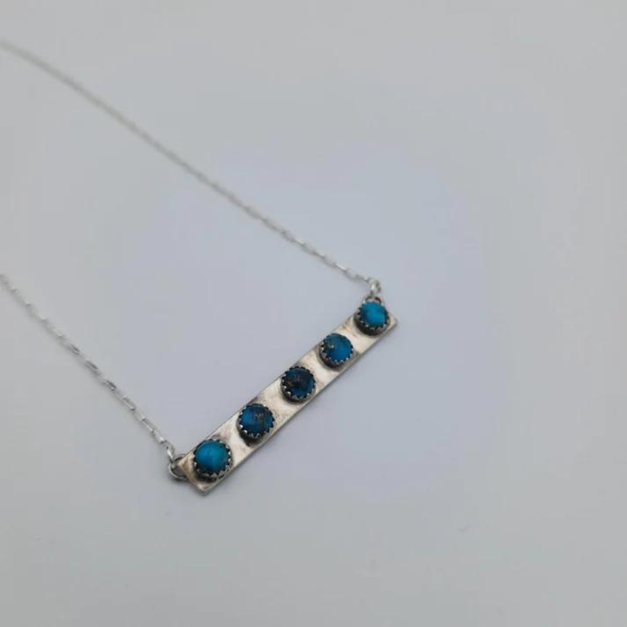 Turquoise Bar Necklace | Genuine Kingman Turquoise | Boho Western Style Necklace | Multiple Colors | 18 Inches Long