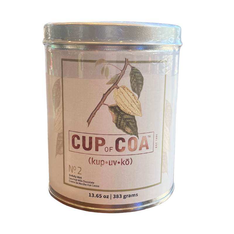 Cup of Coa | Sinfully Mint Cocoa | 13.65 oz | Mint Chocolate Hot Chocolate | Made with Real Cocoa | Frothy and Creamy | Served Hot or Cold | Perfect Winter Drink | Rich Chocolate Flavor | Cooling Mint Taste | Nebraska Hot Cocoa Mix