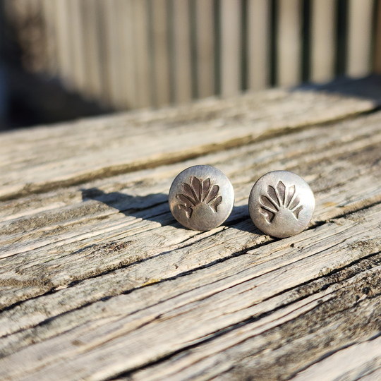 Sterling Silver Stud Earrings | Made with Genuine Sterling Silver | Hand Stamped Design | Made in USA | Great Gift For Her | Boho Western Style Earring