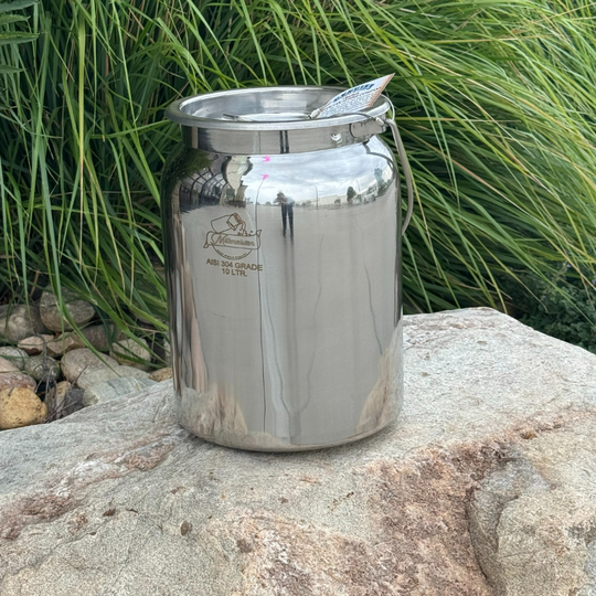 Stainless Steel Cream Can | On the Go or at Home Cooking | Campfire Cooking | Stovetop Cooking | One of a Kind | Heavy Duty |  2.5 Gallon Cream Can