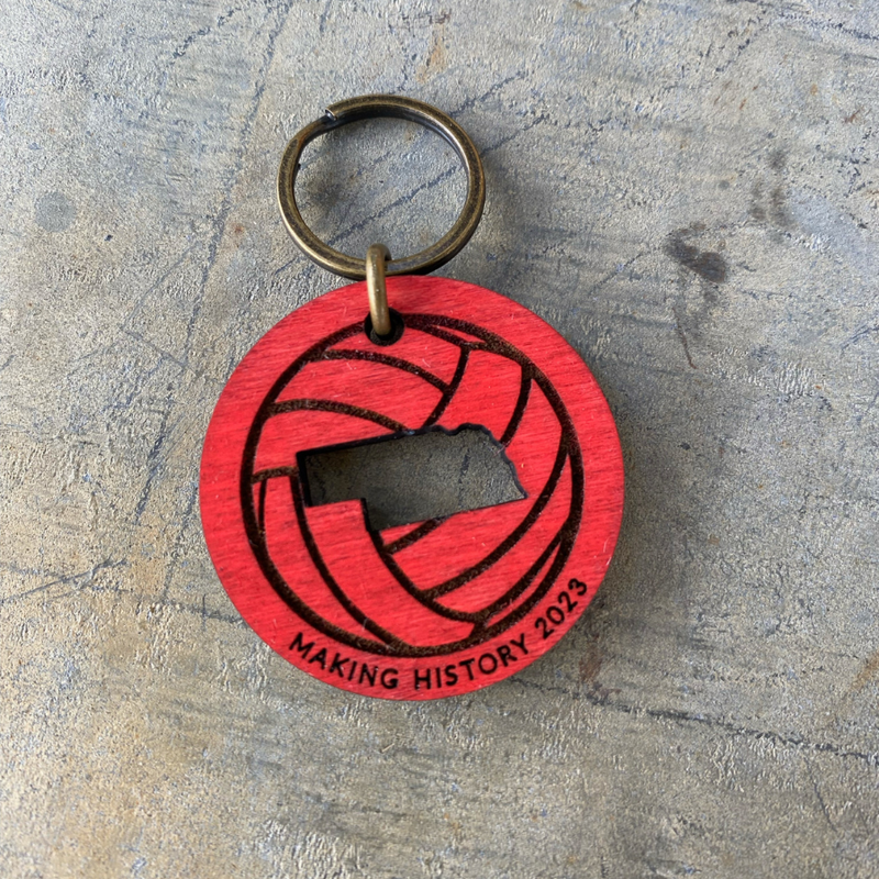 Wooden Volleyball Keychain | Making History Volleyball Keychain | Made with Long Lasting Materials |Hand Crafted Keychain | Nebraska Game Day Key Chain | Lightweight