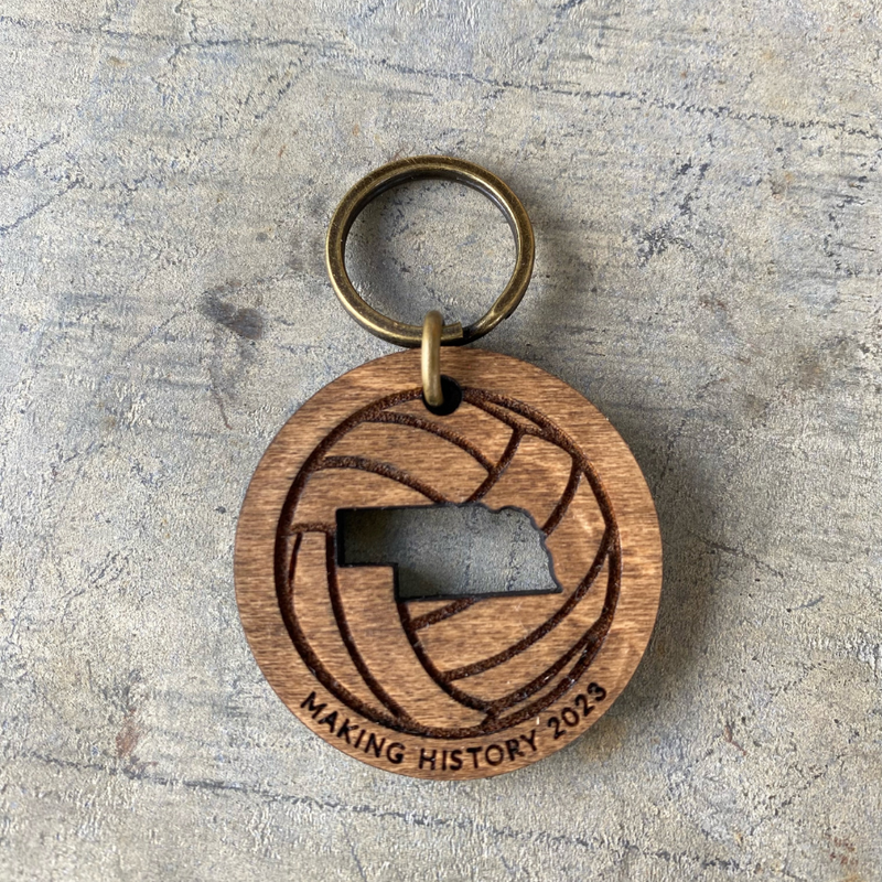 Wooden Volleyball Keychain | Making History Volleyball Keychain | Made with Long Lasting Materials |Hand Crafted Keychain | Nebraska Game Day Key Chain | Lightweight