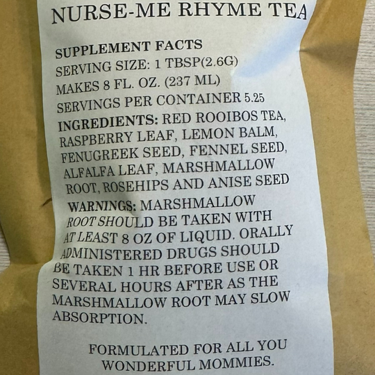 Natural Relaxing Herbal Tea | Nurse Me Rhyme Tea | Perfect Tea For New Moms | 5.25 Servings Per Container