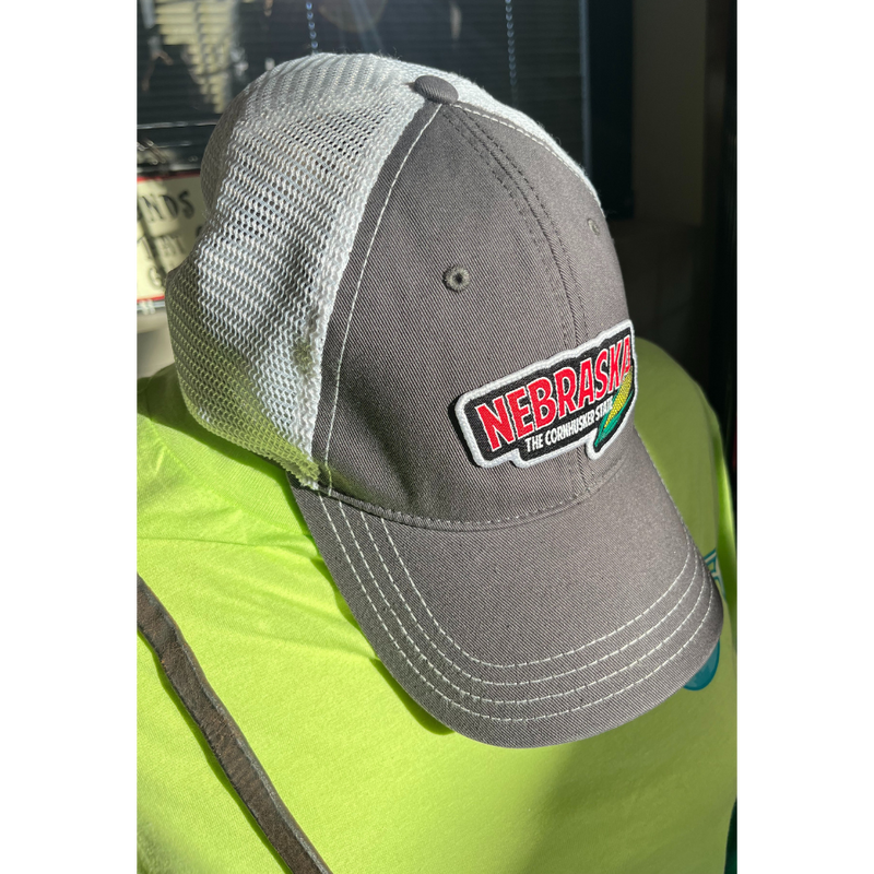 Nebraska | The Cornhusker State | Hat | Dark Gray Base With White Mesh Sides | Perfect Gift For Nebraska Fans | Cute, Stylish Nebraska Hat | Nebraska Game Day Hat | Perfect For Tailgates, BBQs, or Games