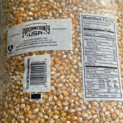 All Natural Yellow Un-Popped Popcorn | Non GMO & Gluten Free Snack | Perfect Movie Night Snack | Popcorn County USA | 12.5 lb bag