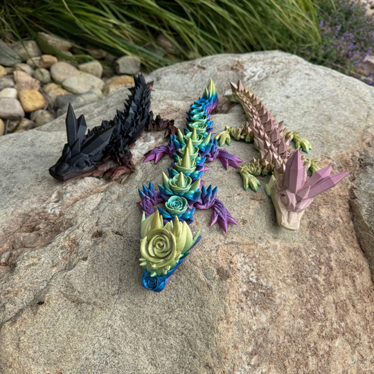 3D Printed Figurine and Toy | Flexible Sensory Dragon | Made for all Ages | Perfect Gift for a Dragon Lover | Hand Crafted in a 3D Printer | Choose Your Style and Color