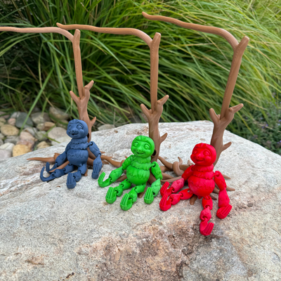3D Printed Toy | Cute Sloth With Tree Props | Flexible Fidget Toy For Anxiety | 3D Printed Figurine | Perfect Gift For a Sloth Lover | Customizable | Choose Your Color