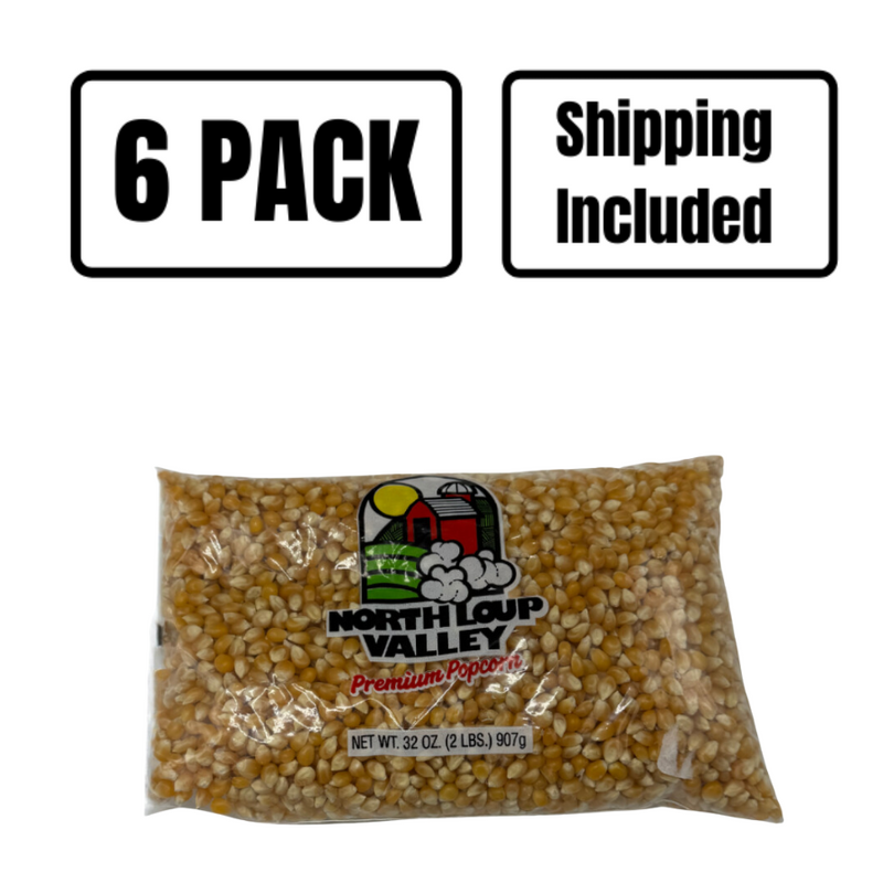 All Natural Yellow Un-Popped Popcorn | Non GMO & Gluten Free Snack | Perfect Movie Night Snack | Popcorn County USA | 2 lb bag | 6 Pack | Shipping Included