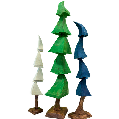 Handcrafted Wooden Christmas Tree | Fun Holiday Decor | Nativity Collection | Multiple Color Options | Size Varies | Set of 3