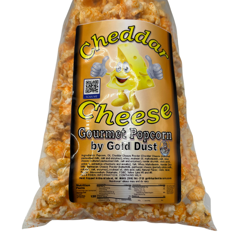 Cheddar Cheese Popped Popcorn | Gourmet | 2 oz. bag | 2 Pack | All Natural | Non-GMO | Made With Corn Oil | High Quality Tasting Popcorn | Light and Fluffy Popped Kernels | Grab and Go Snack | Great, Rich Flavor | Made in Nebraska | Shipping Included