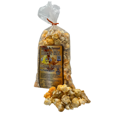 Miner's Mix Gourmet Popped Popcorn | 4 Pack | Caramel and Cheese Popcorn Mix | 2 oz. bag | All Natural | Non-GMO | Light and Fluffy | Sweet and Salty | Made in Nebraska | Shipping Included