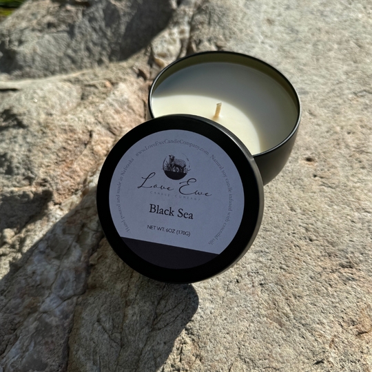 Luxury Scented Candle | Black Sea Fragrance | Oceanic Accords with Dark Musk and Sandalwood Airy Scent | Handmade in Small Batches | Natural USA Grown Soybean Soy Wax |6 oz