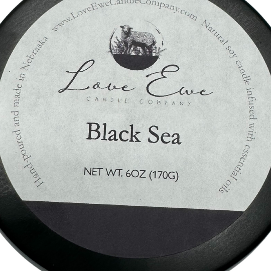 Luxury Scented Candle | Black Sea Fragrance | Oceanic Accords with Dark Musk and Sandalwood Airy Scent | Handmade in Small Batches | Natural USA Grown Soybean Soy Wax |6 oz