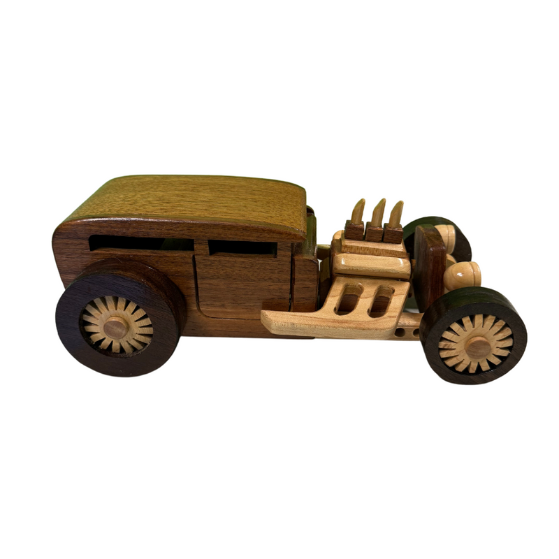 Wooden Model Rat Rod Car | Handcrafted Natural Recycled Wood Model Hot Rod | Intricately Detailed Maple, Walnut, and Cherry Wood Designs | Perfect Gift for the Hot Rod Enthusiast in Your Life | Multiple Styles