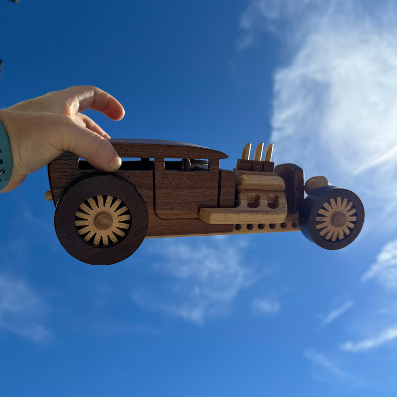 Wooden Model Rat Rod Car | Handcrafted Natural Recycled Wood Model Hot Rod | Intricately Detailed Maple, Walnut, and Cherry Wood Designs | Perfect Gift for the Hot Rod Enthusiast in Your Life | Multiple Styles