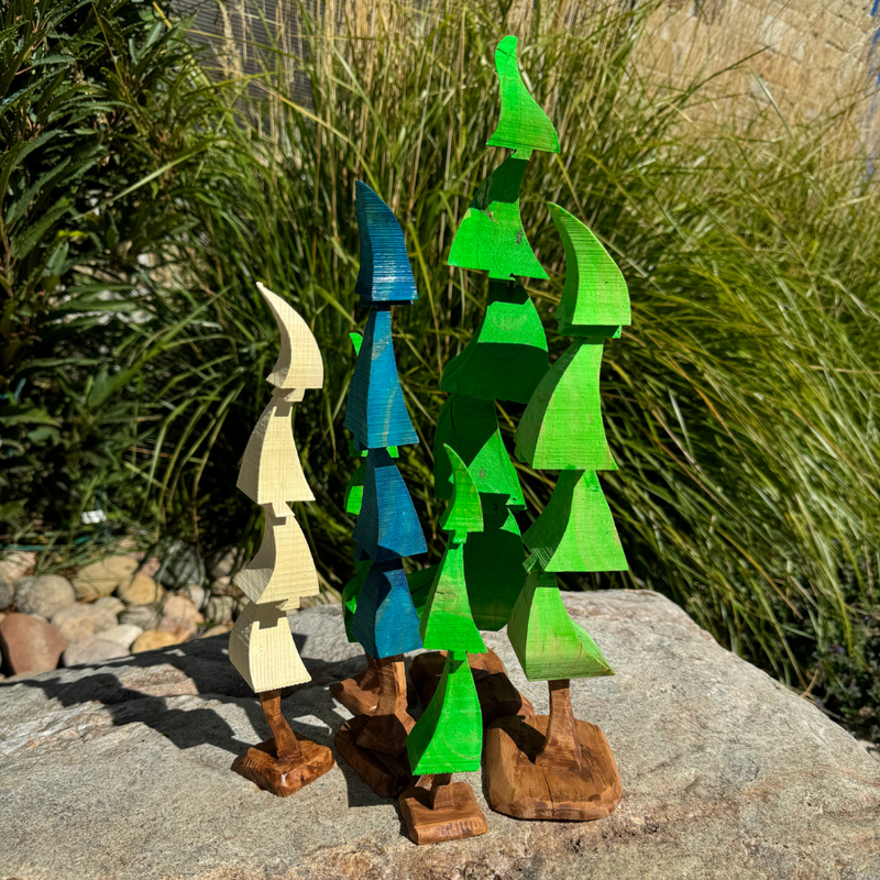Handcrafted Wooden Christmas Tree | Fun Holiday Decor | Nativity Collection | Multiple Color Options | Size Varies | Set of 3