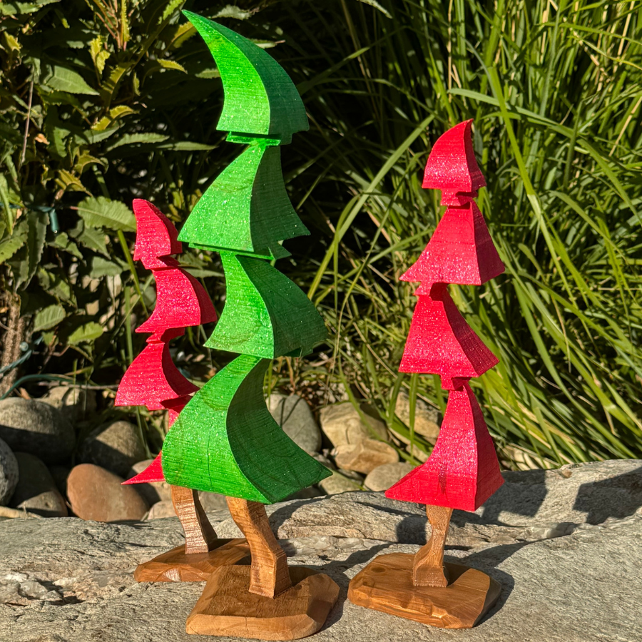 Handcrafted Wooden Christmas Tree | Fun Holiday Decor | Nativity Collection | Multiple Color Options | Size Varies | Set of 3