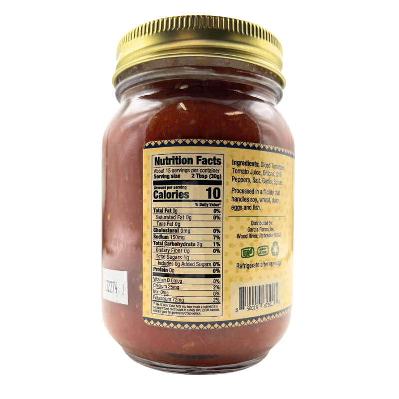 Salsa Sabrosa | Spicy, Hot Salsa | 16 oz. | Gluten Free | No GMO | Authentic Nebraska Salsa | Savory Blend of Tomatoes, Chilies, Garlic, Onion | Assortment of Spices | Made Simple | Add A Kick To Any Dish | Pairs Well With Any And All Food Groups