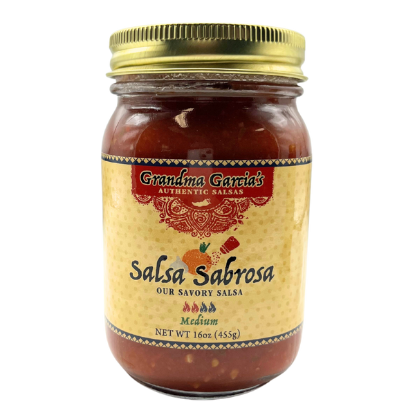 Salsa Sabrosa | Medium Heat Salsa | Authentic Nebraska Salsa | 16 oz. Jar | Savory Blend of Tomatoes, Chilies, Garlic, Onion, and Spices | Add To Meat, Pasta, Or Any Family Recipes | Gluten Free Salsa | No GMO | Add A Punch Of Spice To Any Meal