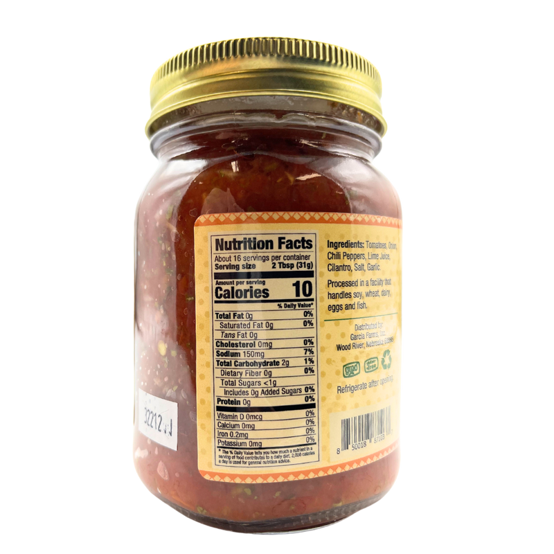 Salsa Sabrosa | Medium Heat Salsa | Authentic Nebraska Salsa | 16 oz. Jar | Savory Blend of Tomatoes, Chilies, Garlic, Onion, and Spices | Add To Meat, Pasta, Or Any Family Recipes | Gluten Free Salsa | No GMO | Add A Punch Of Spice To Any Meal