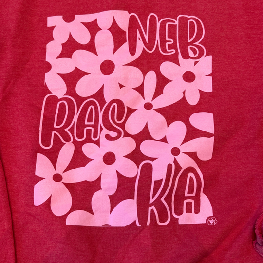 Nebraska Crewneck Sweatshirt | Pink | Unisex | Floral Design | Soft Blend Fabric | Multiple Sizes | Cute Nebraska Crewneck | Modern & Stylish