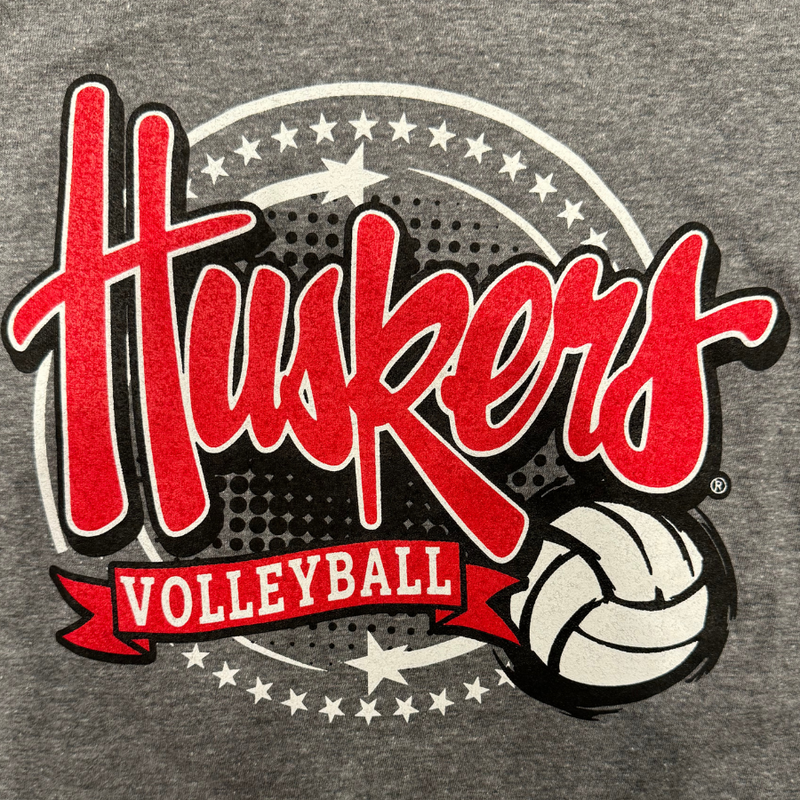 Nebraska Huskers Volleyball T-shirt | Graphite Grey | Soft Blend Material | GBR Volleyball Apparel | Licensed Sports Apparel | Multiple Sizes