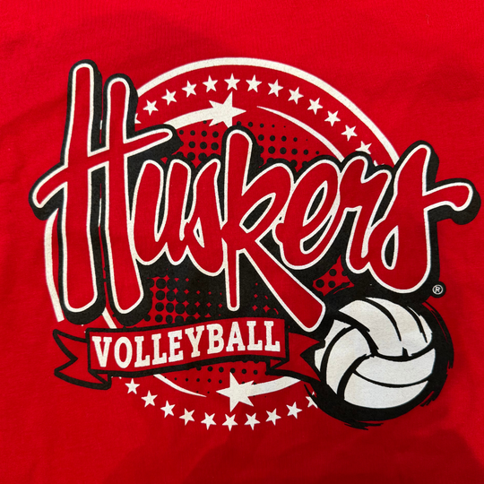 Nebraska Huskers Volleyball T-shirt | Red | Soft Blend Material | GBR Volleyball Apparel | Licensed Sports Apparel | Multiple Sizes