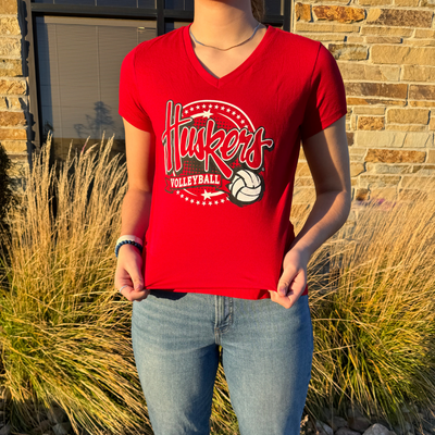 Nebraska Huskers Volleyball T-shirt | Red | Soft Blend Material | GBR Volleyball Apparel | Licensed Sports Apparel | Multiple Sizes