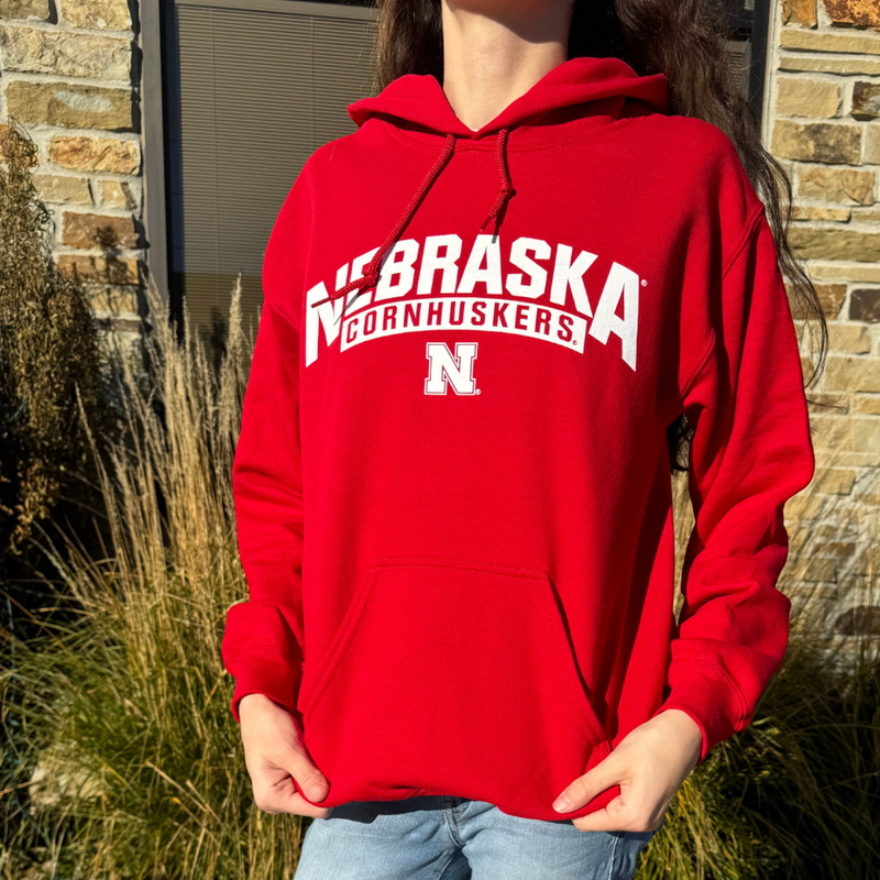 Nebraska Cornhusker Hoodie | Red | Soft Heavy Blend Material | GBR Apparel | Licensed University Of Nebraska at Lincoln Sports Apparel | Multiple Sizes