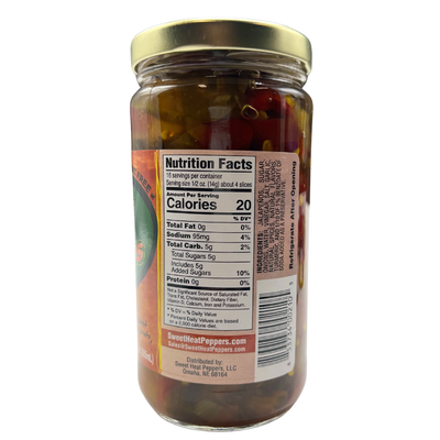 Sweet Heat Peppers | 12 oz. | Candied Jalapeños | Fat Free | Perfect Additive To Dips | Great On Tacos, Burritos, Grilled Chicken, And Even Breakfast Foods | Crunchy And Fresh | Made in Nebraska | Add A Spicy Crunch To Any Dish | Sweet and Spicy