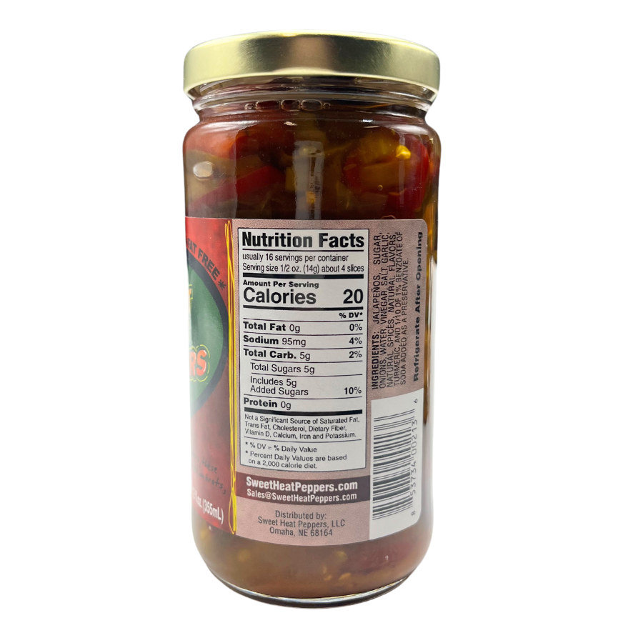 Sweet Heat Peppers | 12 oz. | Hotter Candied Jalapeños | Fat Free | Delicious Sweet and Spicy Combination | Fresh and Crunchy | Candied Jalapenos | Made in Nebraska | Compliments Any Dish With A Sweet and Spicy Crunch