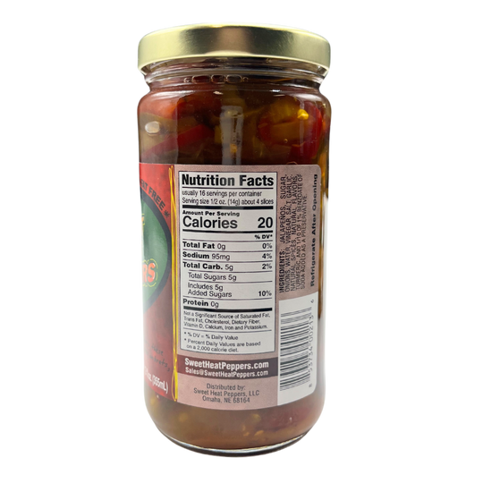 Sweet Heat Peppers | 12 oz. | Hotter Candied Jalapeños | Fat Free | Delicious Sweet and Spicy Combination | Fresh and Crunchy | Candied Jalapenos | Made in Nebraska | Compliments Any Dish With A Sweet and Spicy Crunch