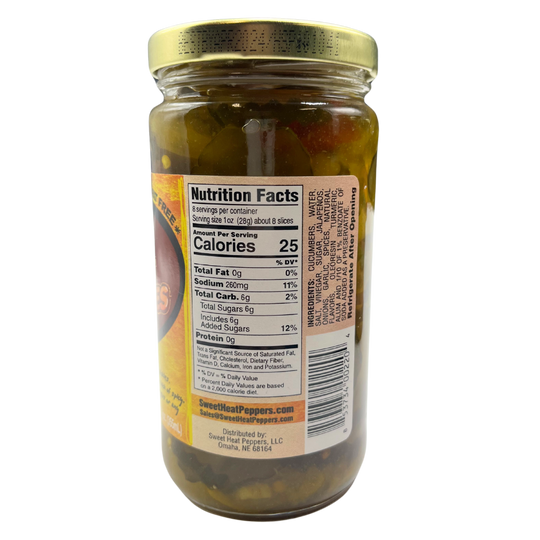 Sweet Heat Pickles | 12 oz. | Fat Free | Adds A Crunchy Kick To Any Ordinary Dish | Sweet And Spicy Pickle Slices | Nebraska Pickles | Perfect For Pickle Lovers | Delicious Savory Topping