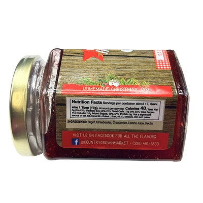 Christmas Jam | 9 oz. Jar | Fresh Jelly Spread | Made with Local Produce | Perfect Blend of Strawberries, Cranberries, and Lemon | Great on Toast, Cornbread, and More | Nebraska Made Jelly | Hand Stirred