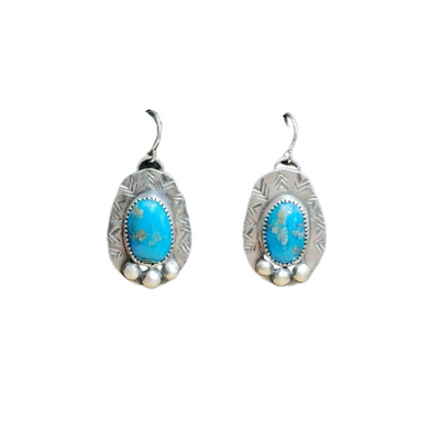 Dangle Turquoise Earrings Sterling Silver 