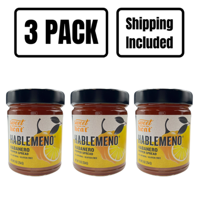 Hablemeno Pepper Spread | 9 oz. Jar | Lemon Pepper Spread | Gluten Free | Sweet and Spicy | Spread On Cream Cheese & Crackers, Pork Loin, and Shrimp | Adds A Citrusy Kick To Any Dish | All Natural | Nebraska Made | 3 Pack | Shipping Included