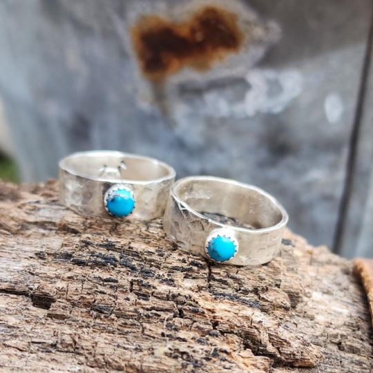 Turquoise Ring | Kingman Turquoise Stone & Sterling Silver Band | Hand Crafted | 5mm Stone | Multiple Sizes