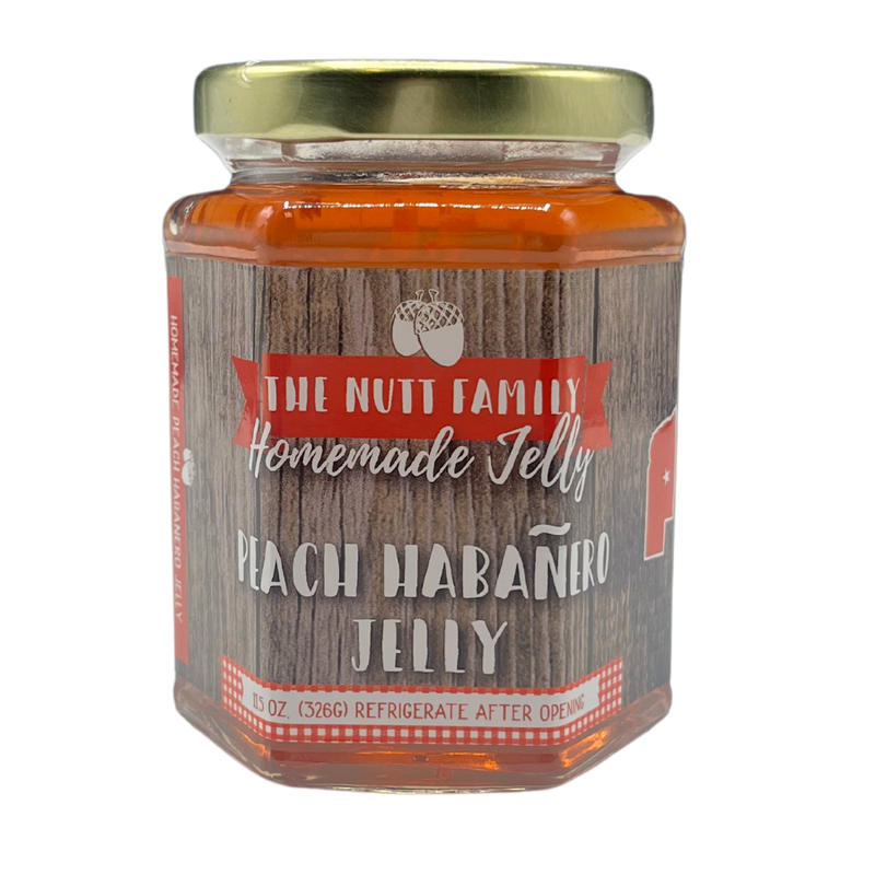 Peach Habanero Jelly | 11.5 oz. Jar | Made with Fresh Peaches | Fruit Spread | Great on Toast, Muffins, and Bagels | Hand Stirred | Made in Nebraska | Burst of Spicy Flavor | Tangy and Sweet | Try Over Cream Cheese