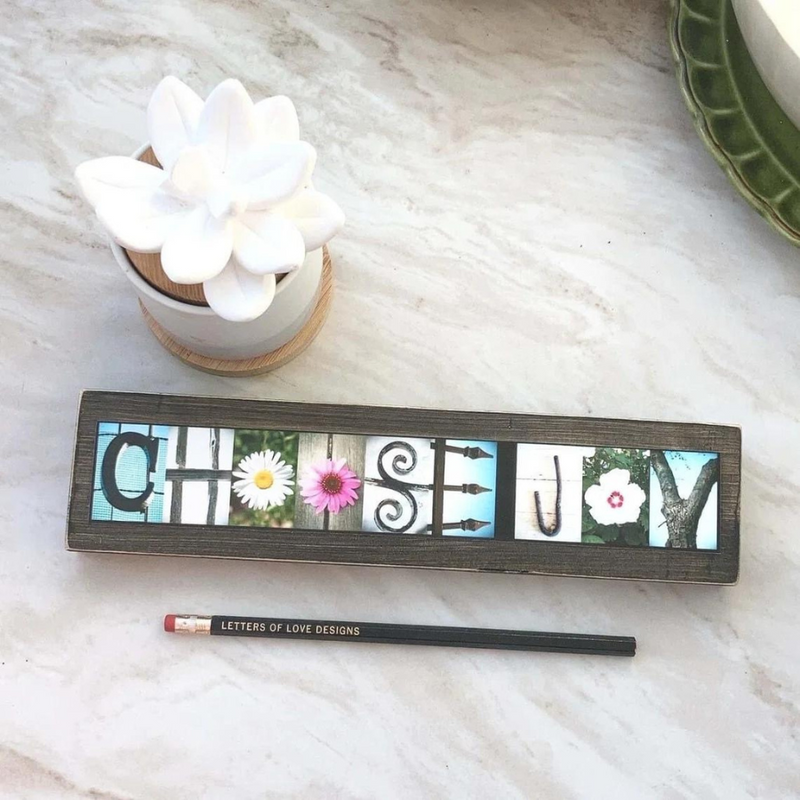 Tabletop Word Block | Choose Joy Small Sign | Alphabet Photo Letter Art | Stackable and Easy to Display | Made by a Professional Photographer | Easy Home Decor | Pictures May Vary