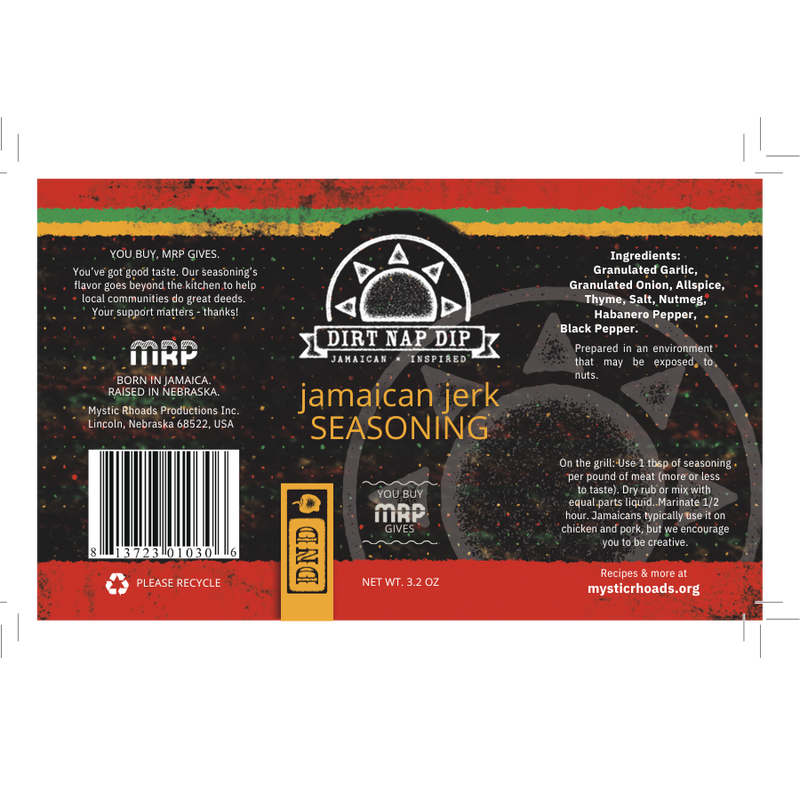 Jamaican Jerk Seasoning | 3.2 oz. | Dirt Nap Dip | Nebraska Seasoning | You Buy, We Give 100% | Great As A Dry Rub or Marinade | Well-Suited for Chicken, Pork, Beef, Veggies | Locally Sourced Ingredients | All Natural Ingredients