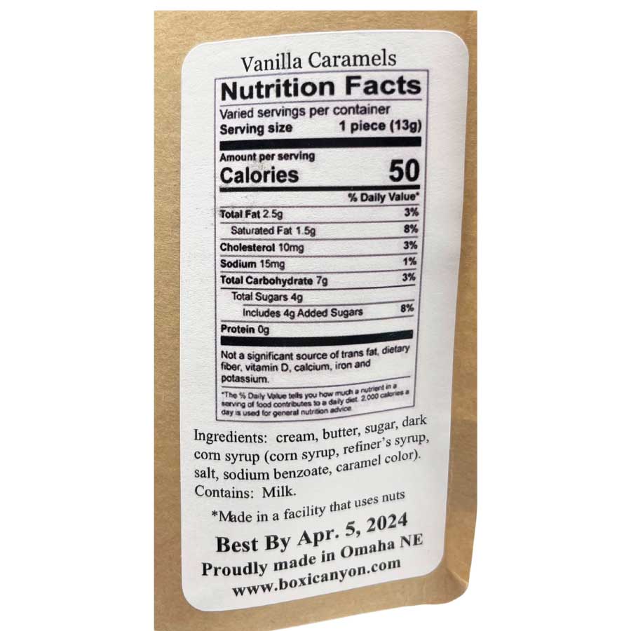 Vanilla Caramel | Pack of 3 | 12 Caramels | Boxicanyon Caramels