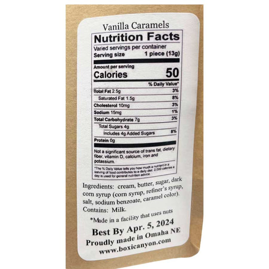 Vanilla Caramel | Pack of 3 | 12 Caramels | Boxicanyon Caramels