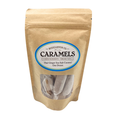 Thai Ginger Sea Salt Caramels Bag | One Dozen | Fresh Ginger Flavor With Touch Of Sea Salt | Perfect For Sharing | Smooth, Creamy, & Buttery | Authentic Nebraska Caramels | 3 Pack | Shipping Included
