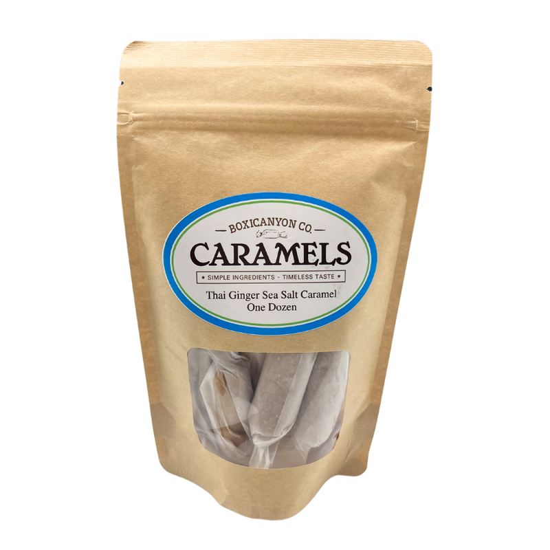 Thai Ginger Sea Salt Caramels | One Dozen | Bright, Fresh Ginger Flavor With Hint Of Fine Sea Salt | Authentic, Nebraska Caramels | Timeless Taste | Smooth, Creamy, & Sweet Treat | Made From Aromatic Ground Ginger