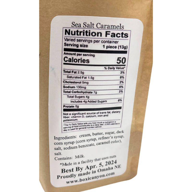 Grey Sea Salt Cream Gourmet Caramels | One Dozen | Salted Caramel Chews | Perfect Balance Of Sweet & Salty | Crunchy French Grey Sea Salt | Buttery, Smooth, Chewy Caramels | Nebraska Sweets | Authentic Taste