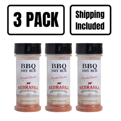 BBQ Dry Rub | 5 oz. Bottle | Robust BBQ Flavor | Well Suited For Smoking & Barbecuing | Carmalized, Tangy Flavor | Enhance Protein & Vegetable Flavor | Nebraska Seasoning | 3 Pack | Shipping Included