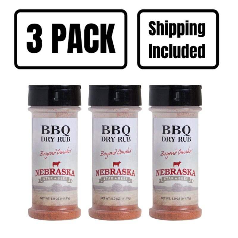 BBQ Dry Rub | 5 oz. Bottle | Robust BBQ Flavor | Well Suited For Smoking & Barbecuing | Carmalized, Tangy Flavor | Enhance Protein & Vegetable Flavor | Nebraska Seasoning | 3 Pack | Shipping Included