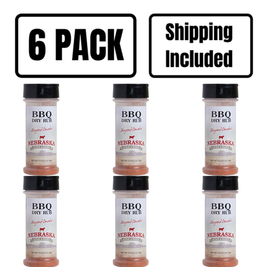 BBQ Dry Rub | 5 oz. Bottle | Vibrant BBQ Flavor | Perfect Seasoning For Smoking & Barbecuing | Elevate Protein & Vegetable Flavor | Smoky, Hickory Flavor | Nebraska Seasoning | 6 Pack | Shipping Included