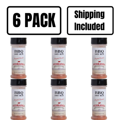 BBQ Dry Rub | 5 oz. Bottle | Vibrant BBQ Flavor | Perfect Seasoning For Smoking & Barbecuing | Elevate Protein & Vegetable Flavor | Smoky, Hickory Flavor | Nebraska Seasoning | 6 Pack | Shipping Included